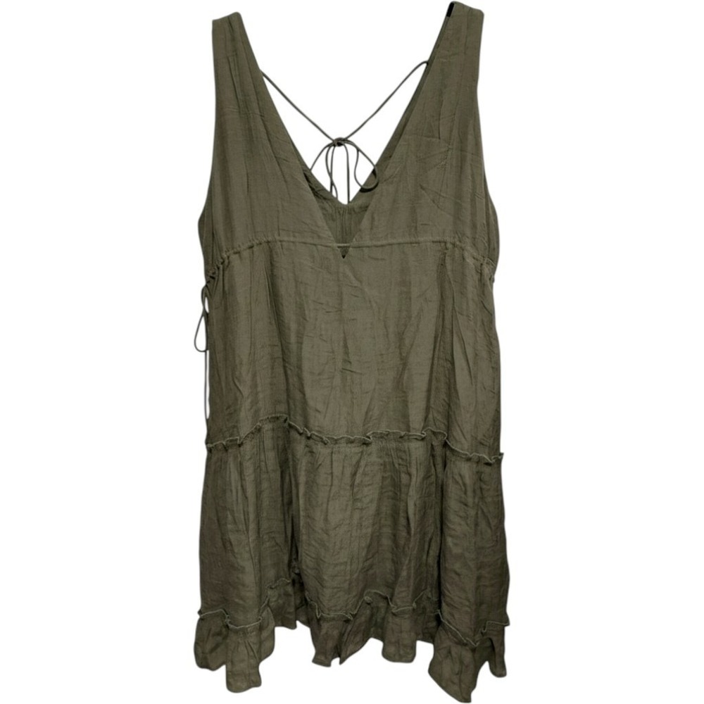 Wishlist Apparel Olive Green Tiered Ruffle Babydoll Mini Dress M Sleeveless Boho